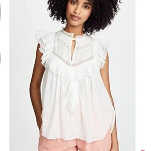 Ulla Johnson - Fannie lace front tie sheer blouse